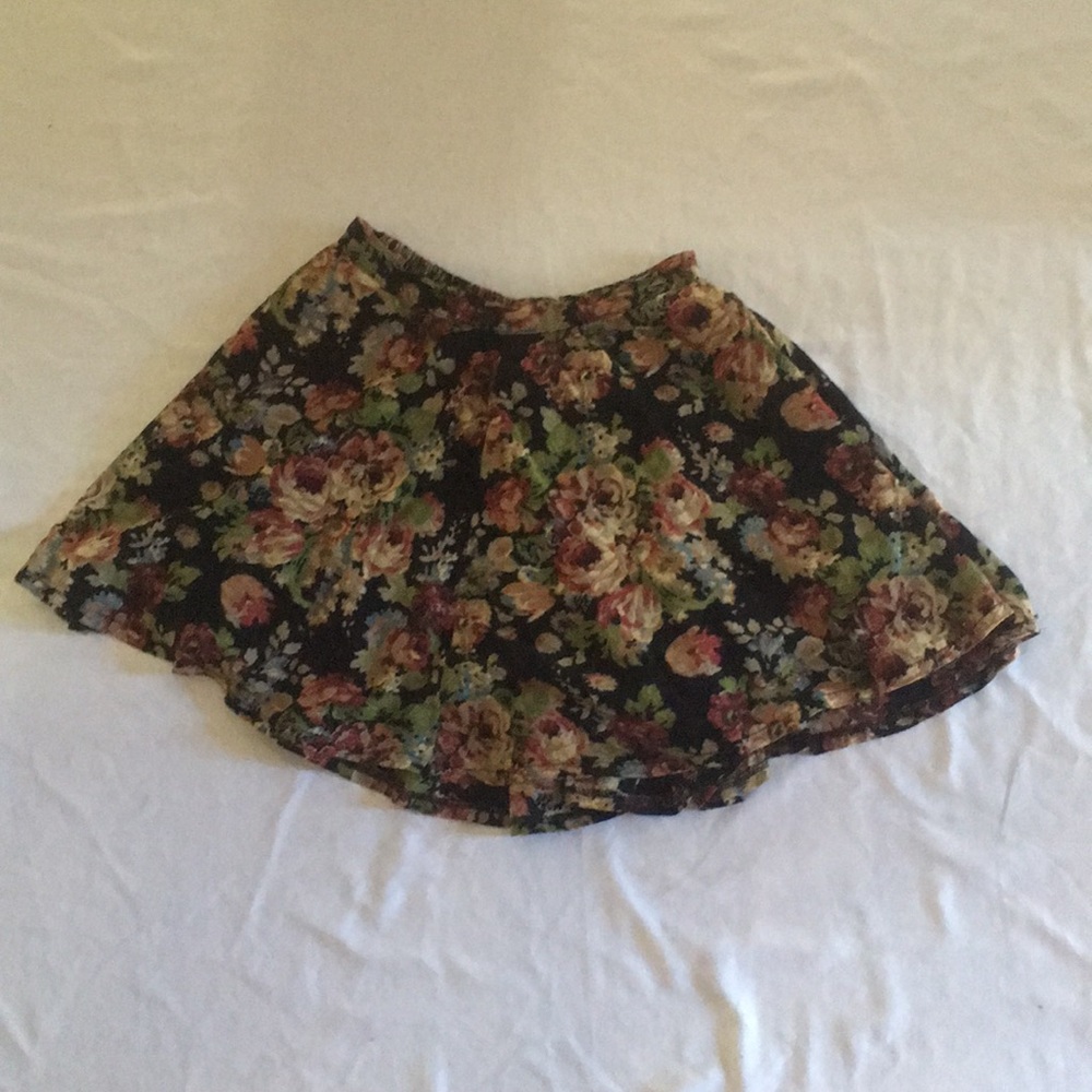 Black floral skater skirt
